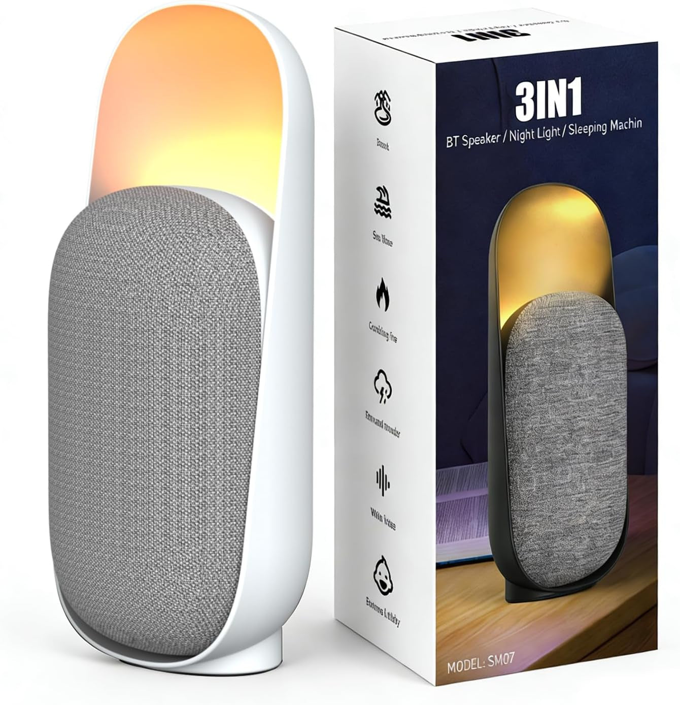 Sound Machine,White Noise Machine with Speaker,Night Light White Noise Machine,Sound Machine for Sleep for Room Decor Baby Kids Adult Home Office Travel