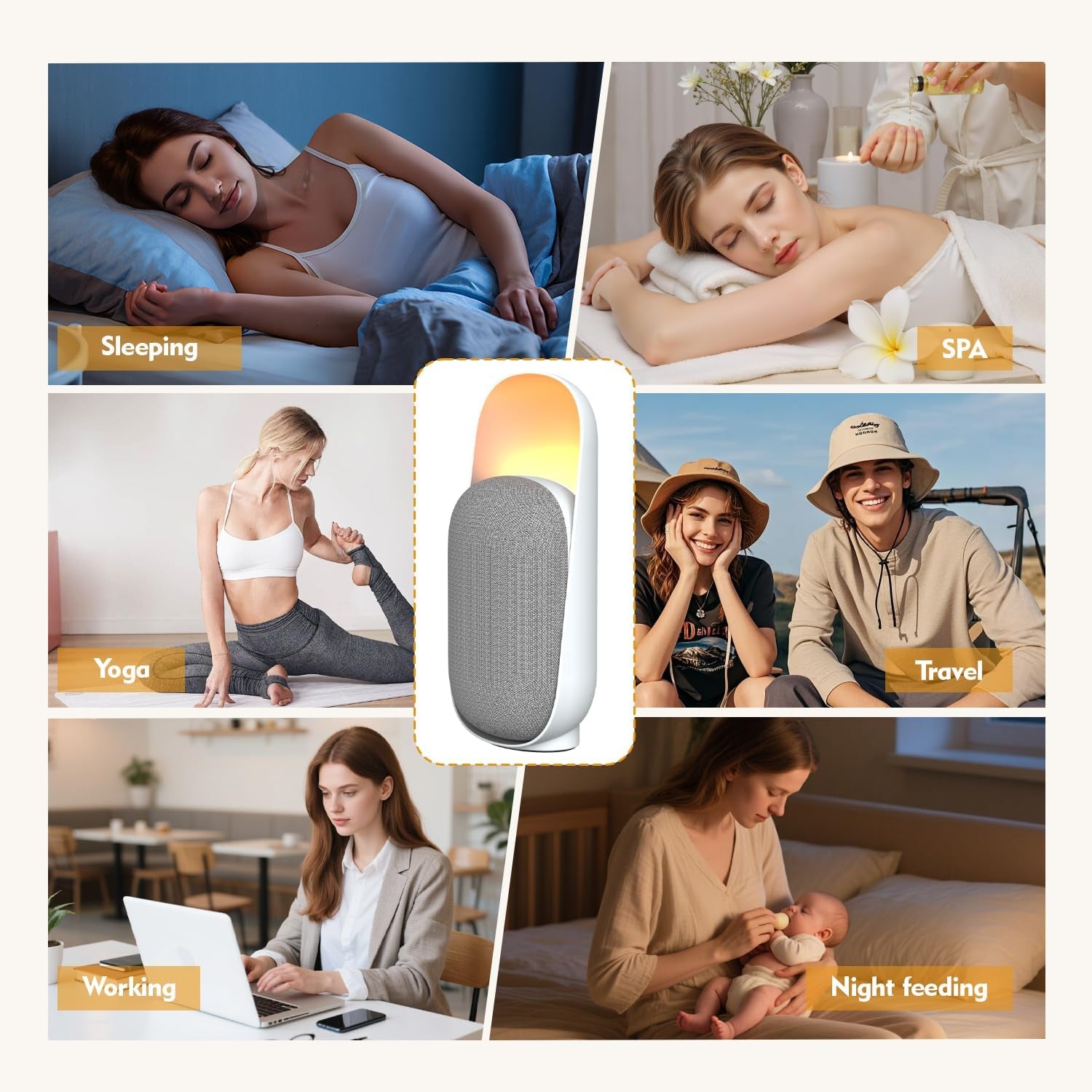 Sound Machine,White Noise Machine with Speaker,Night Light White Noise Machine,Sound Machine for Sleep for Room Decor Baby Kids Adult Home Office Travel